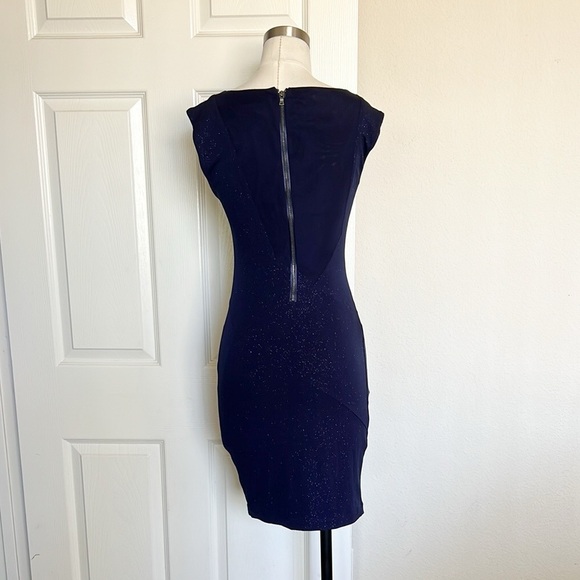 Alice + Olivia Annabelle Dress Navy Blue Sparkly Bodycon - Picture 3 of 8